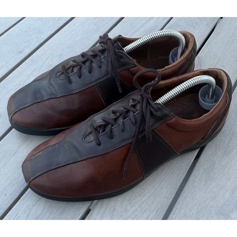 ALLEN EDMONDS 2 Two Tone Oxfords 'Passport' Black/Brown Mens Sz‎ 8.5 D USA $350